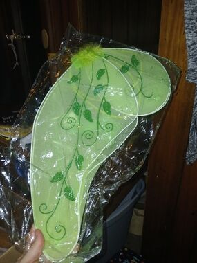 Green Glitter Fairy Wings with Leaf Vine Detail